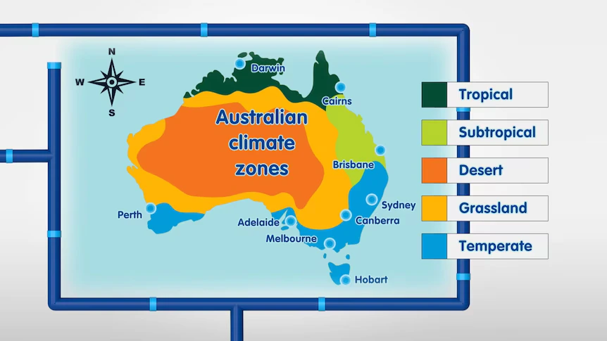 map of Australian climate zones