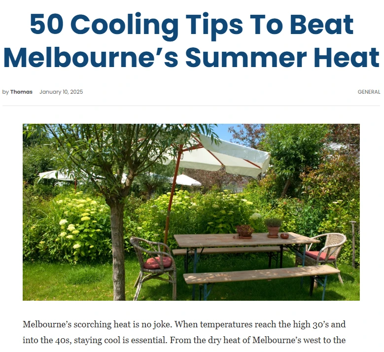 screenshot of cooling tips article by Thomas Air Conditioning