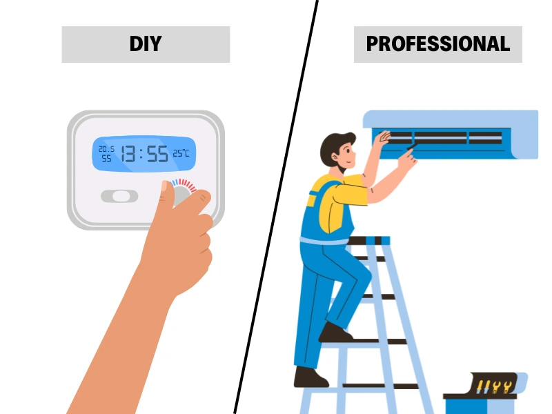 graphic of diy vs professional maintenance.